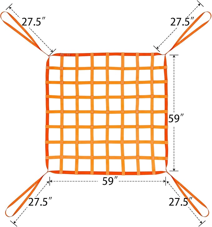 4.92' x 4.92' Polyester Sling Hoisting Net - Flat Cargo Lifting Net - Max. Load Capacity: 1100lbs