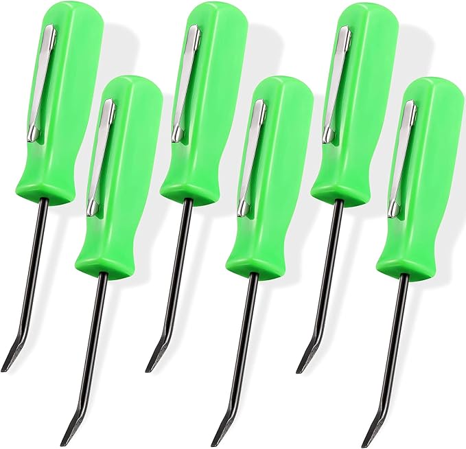 6 Pieces Mini Pocket Pry Bar Green Pocket Bar with Clip Set 4.5 Inch Length Mini Pry Tool for Home Office Car Repair Gadgets Mechanics Electricians Technicians (Green)