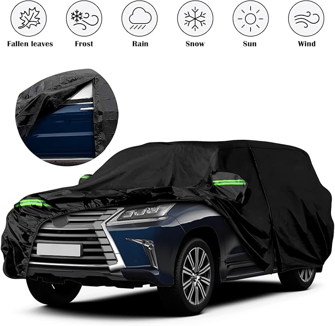 Waterproof Car Cover Replace for 2008-2025 Lexus LX/Toyota Land Cruiser, 6 Layers All Weather Car Covers with Zipper Door & Windproof Bands for Snow Rain Dust Hail Protection (Land Cruiser)