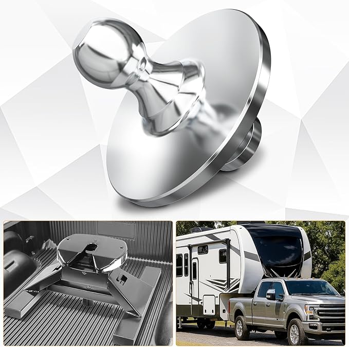 Nilight Fifth Wheel to Gooseneck Ball Adapter, Kingpin to 2-5/16 Inch Gooseneck Ball Towing Receiver Adapter for Trailer Tractor w/ 30,000lbs Max Load, Silver