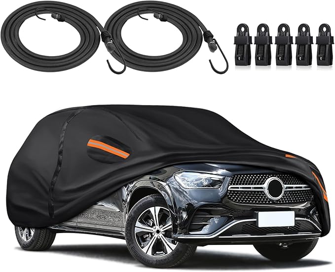 KEYOOG Car Cover Waterproof All Weather Fit for 2006-2024 MERC-edes Benz ML/GLE Series, 600D Oxford Cloth Heavy Duty, Sun Hail Protector Seal Skin Outdoor Car Covers with Door Zipper/Cotton Lining