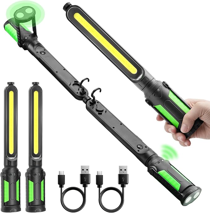 Rechargeable Mechanic Light, 2-in-1 Magnetic Light Bar with Motion Sensor, 2400LM Underhood Work Lights for Mechanics, for Automotive Repair, Inspection, Garage, Emergency