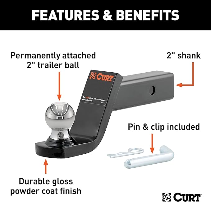 Curt 45154 2" Fusion Ball Mount with 2" Welded Ball