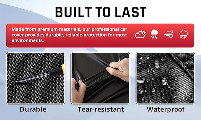 Full Exterior Covers with Red Stripe Design,Sedan Car Cover for Waterproof Universal Fit Toyota Corolla Prius, Ford Focus Sedan, Hyundai Elantra, Kia Forte, Nissan Sentra, VW Jetta