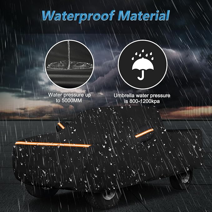 Car Cover for Chevrolet C/K 1500/2500/3500 1988-1999, Waterproof 420D Oxford Cloth Cover Outdoor Full Car Covers with Zipper Windproof Heavy Duty All Weather Protection