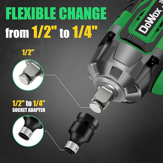 Cordless Impact Wrench, 400Ft-lbs (540N.m) Max Torque, 1/2 Impact Gun w/Brushless Motor, Compatible with Makita 18V Battery, Fast Charger, 4 Sockets, Socket Adapter, Nut Bits and Tool Bag