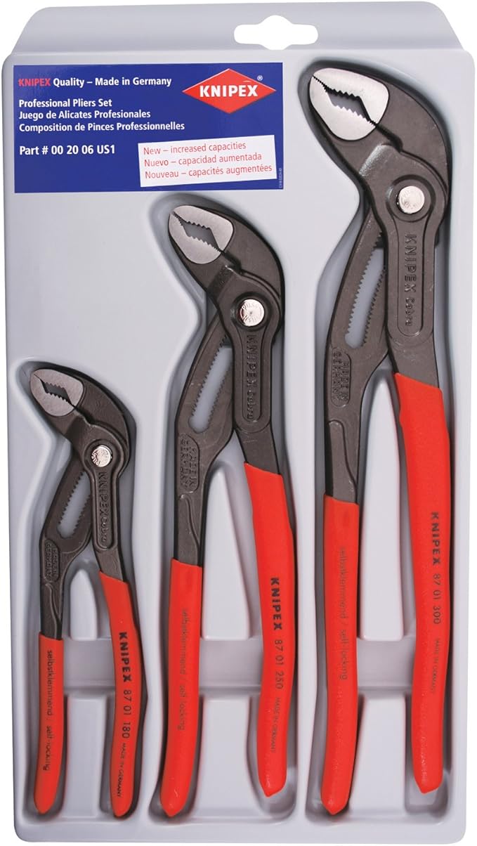 KNIPEX 5 Pc Pliers Wrench Set with KNIPEX 3 Piece Cobra Pliers Set