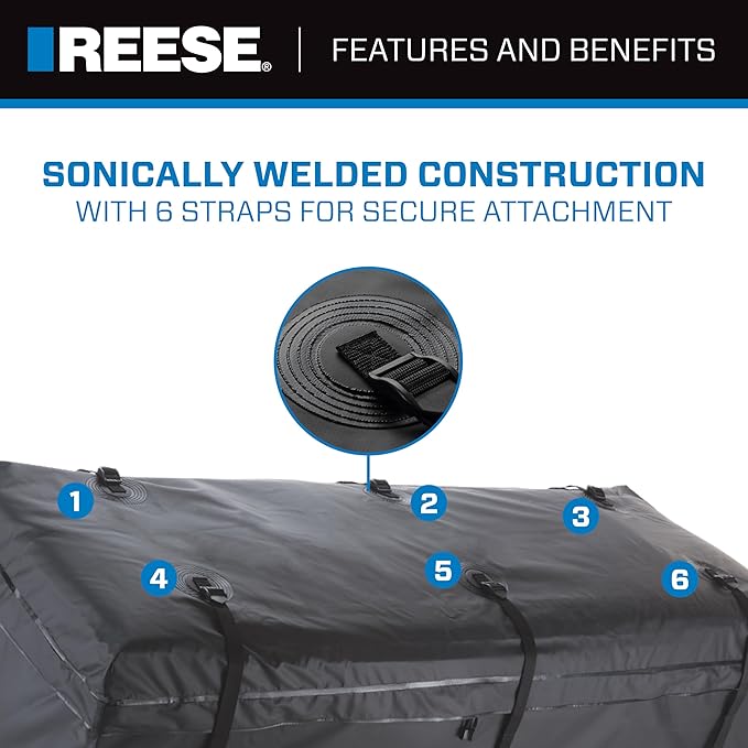 Reese 1045000 Zion Hitch Mounted Waterproof Cargo Carrier Bag, 60 x 24 x 24-Inch (20.5 cu ft) Black