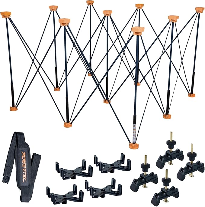 POWERTEC Arachni Flex Portable Workbench 4x4ft Collapsible Workstand - Heavy Duty Folding Work Table Base, 3500 lbs Capacity 36 Inch Work Height, No Assembly Mobile Work Station w/Carry Strap (71927)