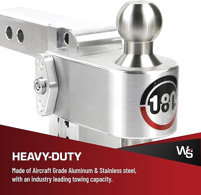 Weigh Safe Adjustable Trailer Hitch Ball Mount, 4" Adjustable Drop Hitch for 2.5" Receiver w/ 2 pc Keyed Alike Lock Set, Heavy Duty Aluminum Trailer Tow Hitch w/Stainless Steel Tow Balls, 18,500 GTW
