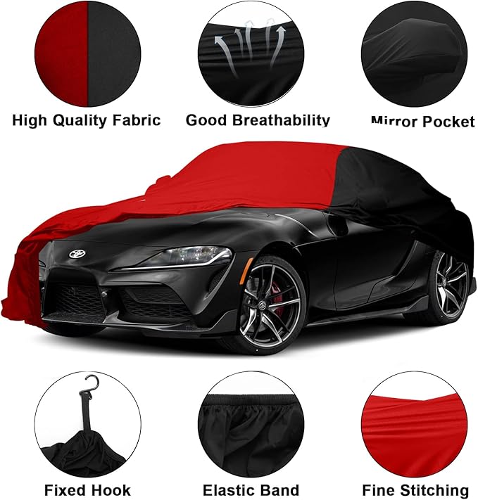 Indoor Car Cover Replace for 2020-2025 Toyota Supra, Luxurious Stretch Satin Custom-fit Indoor Car Cover for Dust-Proof, Underground Garage, Car Show (Supra)