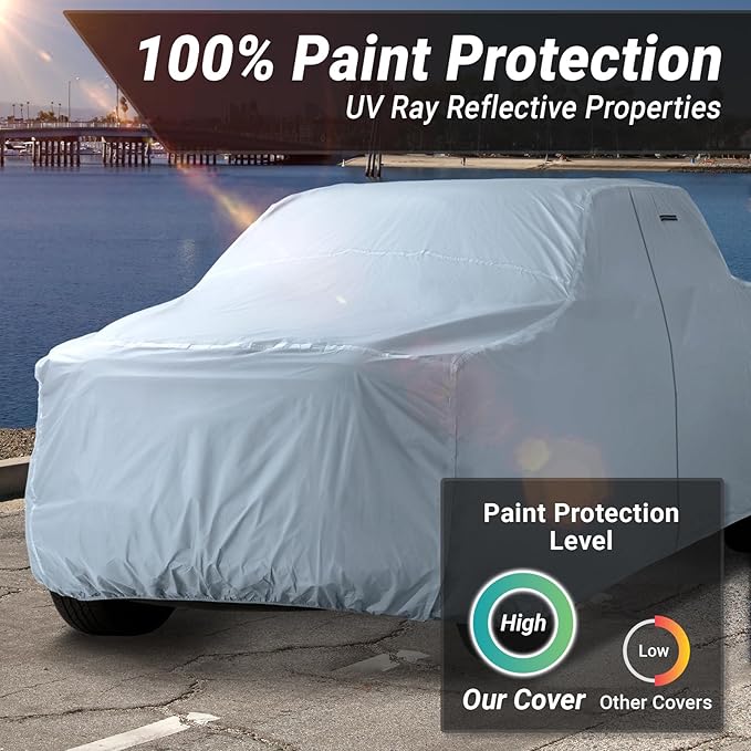 iCarCover 18-Layer Premium Truck Car Cover Waterproof All Weather, Rain Snow UV Sun Protection Covers, F-150 Extended Cab, F-250, F-350 Crew Cab, Extended Cab, Size T87 (See Size Chart)