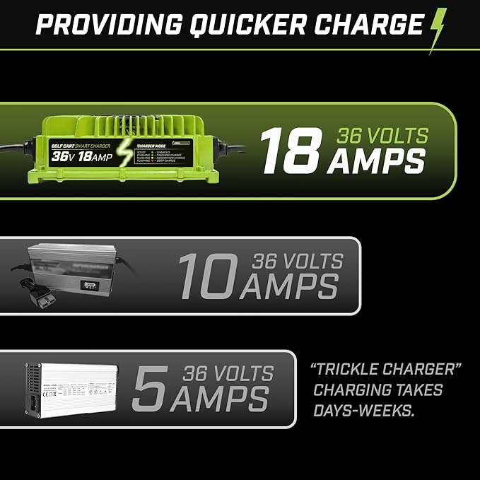 FORM 36 Volt Golf Cart Battery Charger for EZGO TXT Golf Carts with D Style Plug - 36V Lithium, LiFePO4, Lead Acid - Elite Version