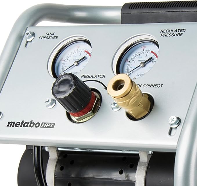 Metabo HPT Quiet Air Compressor, Portable 1 Gallon Oil-Free Air Compressor, Ultra-Quiet Operation at 59 dB, Universal Quick Coupler for Fast Tool Changes, Compact and Lightweight, EC28M