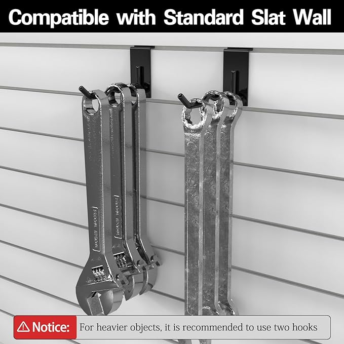 3-H Wave Slatwall Hooks,Heavy Duty Wave Shape Holds 3 Items,Natural Separation & Easy Access,Extra Large Thick Backplate(3.35×1.38 x 0.08 Steel),Compatible with Standard/Proslat/Crownwall Slatwall