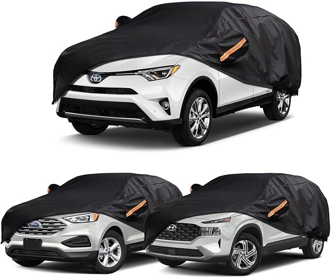 Car Cover Custom Fit for Toyota RAV4, Hyundai Santa Fe, Ford Edge, 6 Layer Heavy Duty Car Cover with Cotton Liner