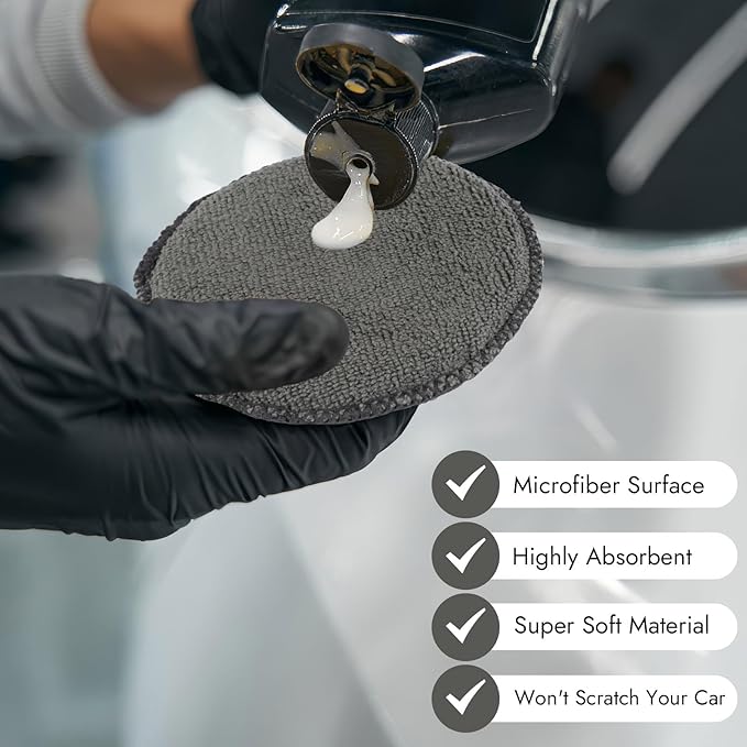 10 Pack Wax Applicator Pads, Microfiber Applicator Pad with Finger Pocket, Foam Car Wax Applicator Pad for Car Cleaning and Polishing (Gray)