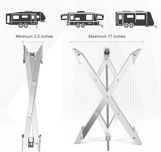 RV Stabilizer Wheel Chock XL Fit 3.5” to 17” Camper Wheel Chock Stabilizer Scissor with Accessories Pair for Travel Trailer, Heavy Duty Tire Wheel Chock Scissor Large Locking X Chock, 2Pack