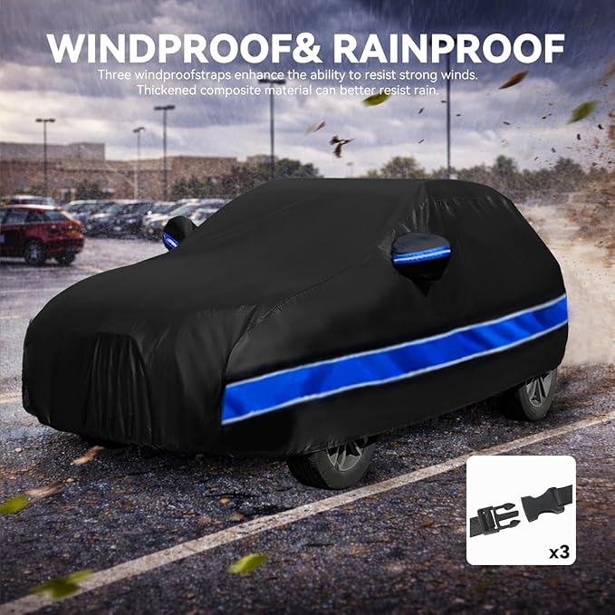 Car Cover Custom Fit Model Y,10-Layer Car Cover Waterproof All Weather,Full Exterior Cover with Cotton Lining,Sun Rain UV Dust Snow Protection with Door Zipper,Fit for Model Y 2020-2025