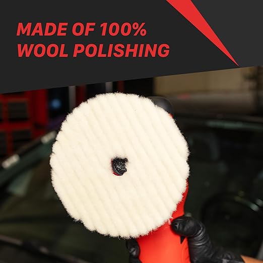 Maxshine 3" Universal Wool Buffing Polishing Pad for Cutting – 100% Natural Wool with Hook & Loop – DA Polisher Compatible – Aggressively Removes Scratches, Swirls & Oxidation