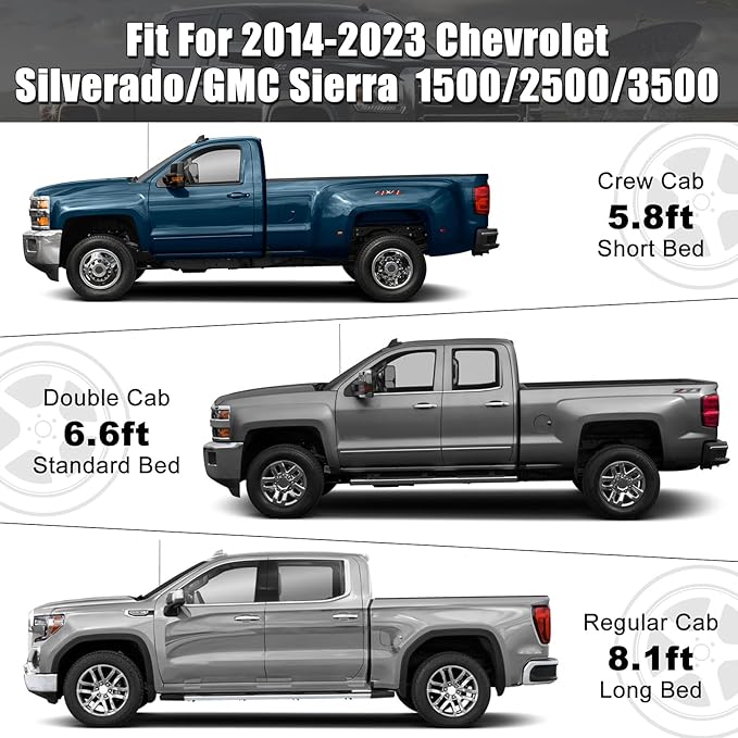 Waterproof Car Cover 236×82×81in Compatible with Chevrolet Silverado & GMC Sierra 1500/2500/3500 2014-2025, 420D All Weather Car Cover with Zipper Door for Snow Rain Dust Hail Protection