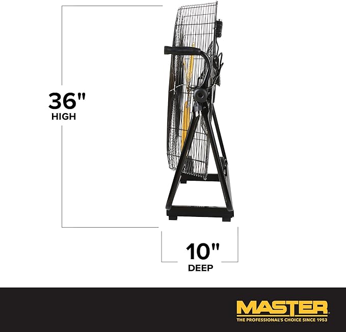 Master 30 Inch Industrial High Velocity Floor Fan - Use for Shop, Garage or Warehouse. All-Metal Construction with Steel-Coated Safety Grill, 3 Speed Settings, Tiltable (MAC-30BCT)