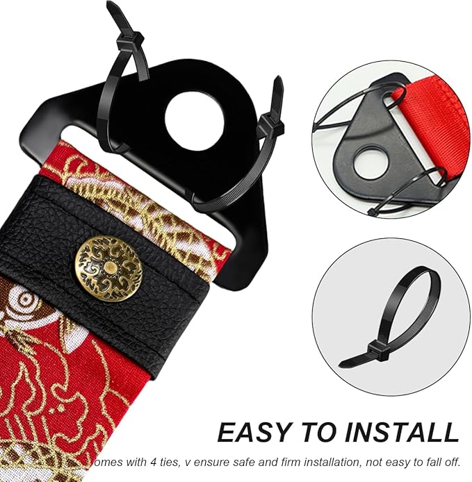 Racing Tow Strap, Stylish JDM Car Bumper Tow Strap Trailer Hook Belt for Decoration, Heavy Duty Nylon Traction Rope Universal Fit for Front or Rear Front Bumper (Fishes Red)