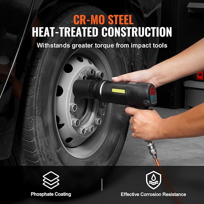 VEVOR Axle Nut Impact Socket Set - 1/2" Drive Deep 6-Point 8-Piece SAE Spindle Nut Socket CR-MO Heat Treated Large Socket Set with Storage Case for Auto Repair, Removing or Installing Axle Nuts