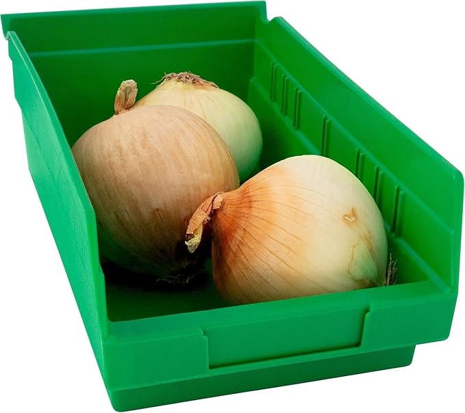 Akro-Mils 30130 Plastic Shelf Bins, Heavy Duty Storage Bins for Garage, Closet, and Drawer Organization, 12" x 6-1/2" x 4", Green, 12-Pack