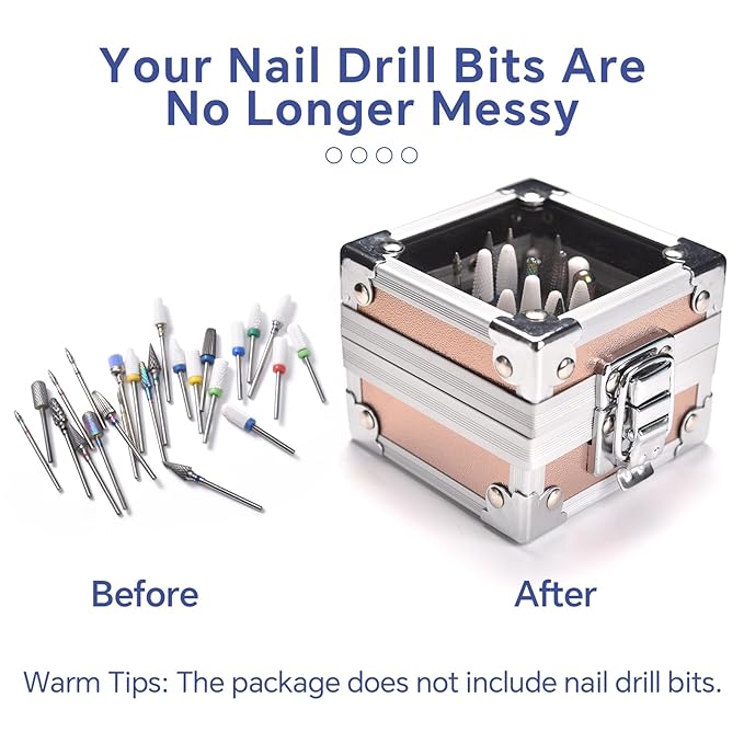 Nail Drill Bits Box Container 25 Hole Professional Nail Sander Storage Box Nail Art Tools Storage Container Nail Art Tools for Nail Art Sander Drill Bits Display Container (Aurora)