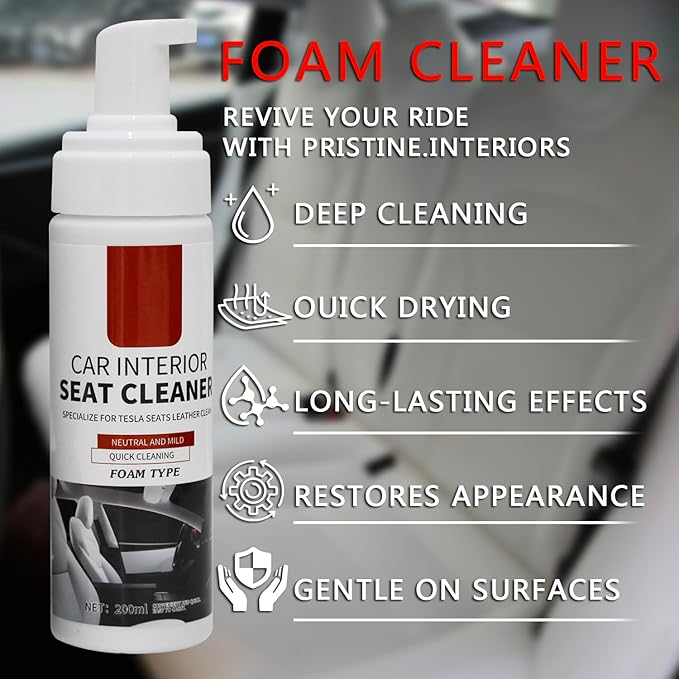 Interior Cleaner for Tesla White & Black Vegan Leather Seat Protectant Car Care Cleaning Kit Stain Remover Safe for Tesla Model 3 Highland/Y/S/X CyberTruck Accessories