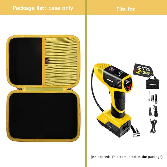 FBLFOBELI Hard Storage Carrying Case for Bullseye Pro/for KeenPower Digital Tire Inflator, Case Only (Yellow)