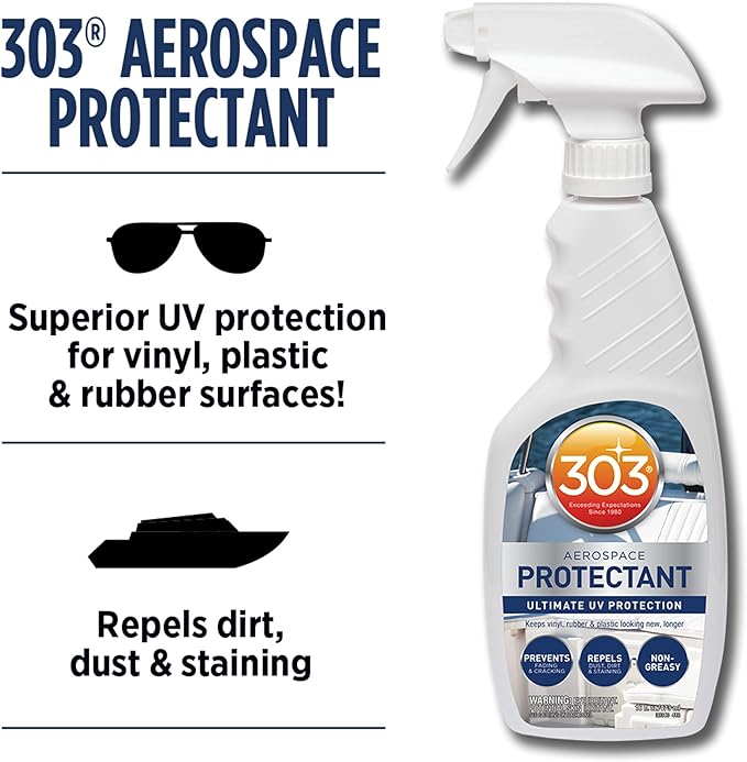 303 Products Marine Aerospace Protectant Spray – UV Protection, Repels Dust, Dirt, & Staining, Matte Finish, Restores Like-New Appearance, Outdoor Patio & Boat Cleaning Supplies 16 Fl. Oz.