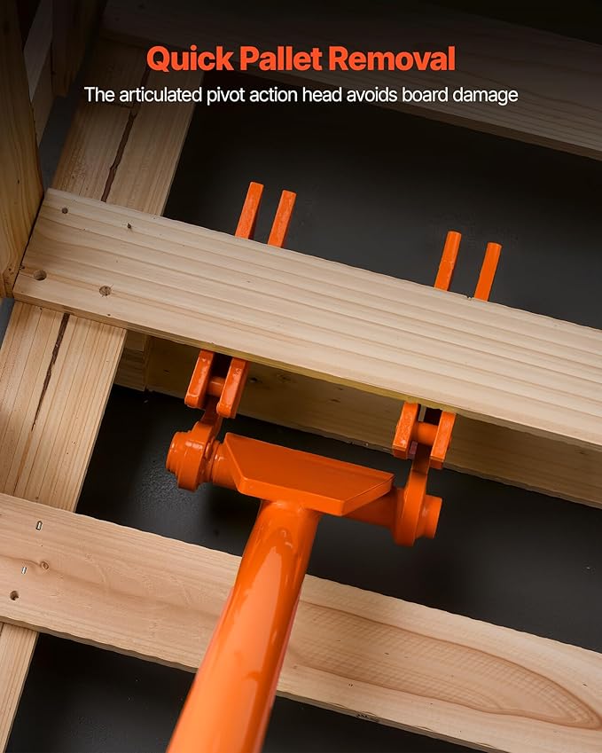 VEVOR Pallet Buster Too with 45‘’ Carbon Steel Handle, Heavy Duty Wrecking Pry Bar, Articulating Head Deck Board Removal Tool for Non-Damaging Wooden Pallet & Deck Removal