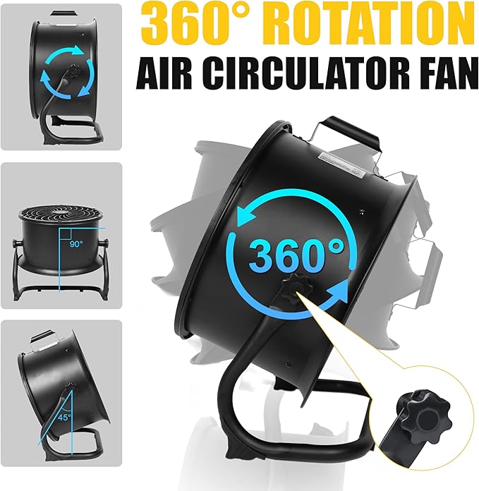 Xcity 14 Inch Metal Drum Fan, Max 2300 CFM High Velocity Industrial Floor Fan With 3 Speed & 360° Tilt For Garage, Workshop, Commercial, Patio