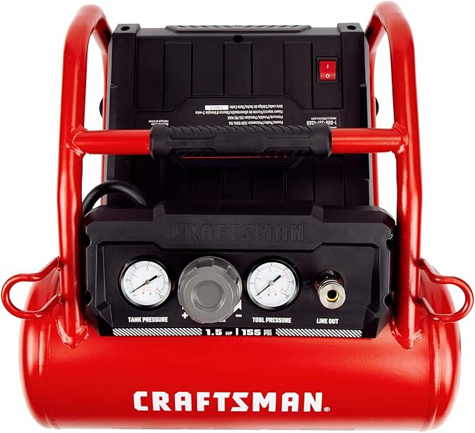 Craftsman Air Compressor 3 Gallon Portable Hotdog Air Compressor, Max 155 PSI 2.6 CFM@90psi Oil-Free Electric Workshop Air Compressors, CMXECXA0200341