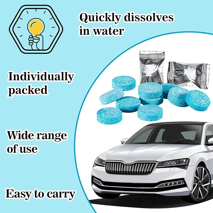 Sukh Car Windshield Washer Tablets - Washer Fluid Tablets Glass Cleaner Concentrate Car Windshield Wiper Fluid Car Windshield Cleaner Automotive Glass Cleaner