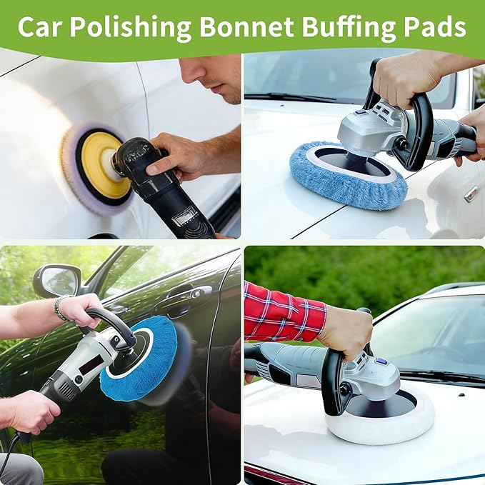 20 Pack Car Polishing Pads, Mix Car Polishing Bonnet Buffing Pads, 12*Microfiber+8*Woollen Car Polisher Buffer Pads, 5" - 6" Car Buffer Pads for Car, Glass,Instruments, Cameras, Furniture, Metal, Wood