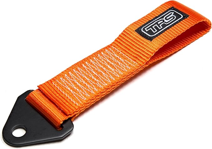 TRS Motorsport Fabric Tow Loop Strap Fixed Length for Front or Rear Bumper, High Strength (Upto 5000KG) - 10 Colour Options - Made in The UK (Orange)