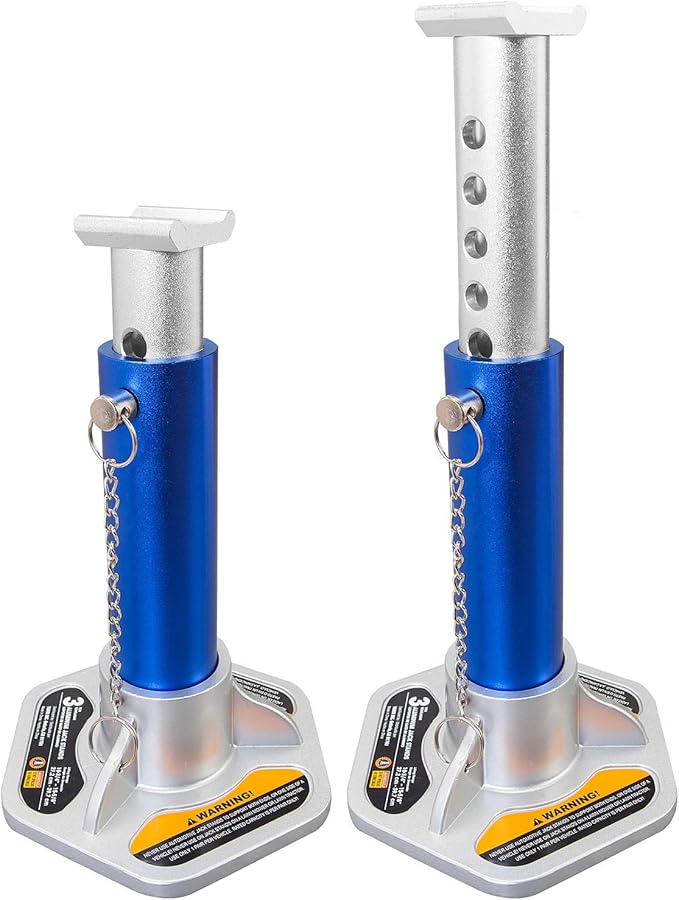 TCE 3 Ton (6,000 LBs) Capacity Aluminum Jack Stands, 2 Pack, Blue/Silver, AT43004U
