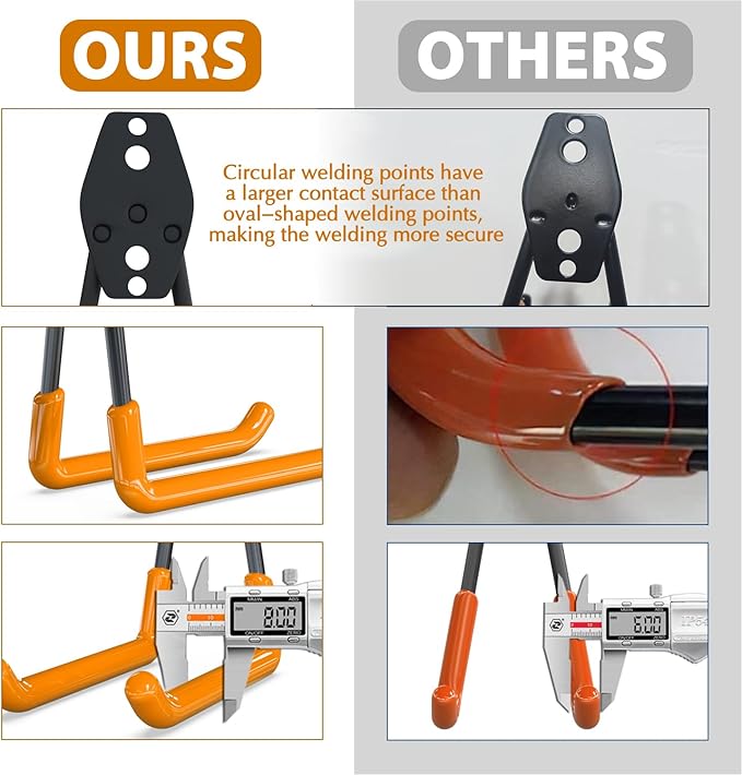 3-H Garage Wall Hooks Heavy Duty 31 Pack, Anti-Slip Steel Wall Mount Storage Hooks for Hanging Ladder Garden Yard Tools, Utility Organizer for Garage Lawn Shed (Orange)