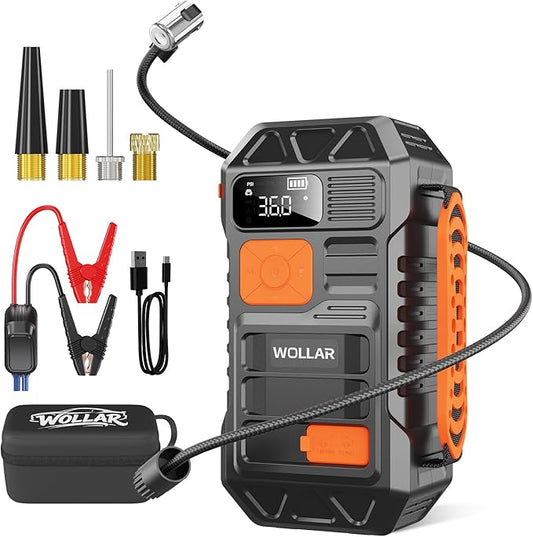 4000A Jump Starter with 160PSI Air Compressor - Car Battery Jumper Starter, 88.8Wh Portable Tire Inflator, 12V Jump Box, 24000mAh Powerbank, Dual Flashlight for 8.5L Gas & 7.5L Diesel Engines
