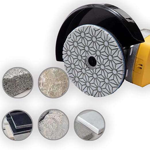 4" Diamond Polishing Pads 3 Step High Efficiency Abrasive Disc for Granite Marble Concrete Flexible Grinding Rubber Backing Pad Included