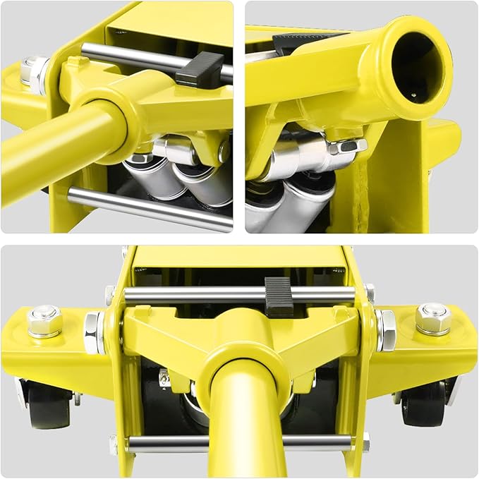 PM PERFORMOTOR Low Profile Hydraulic Trolley Service/Floor Jack, 3 Ton (6000 lbs) Capacity, Lifting Range 3"-20",Yellow,PM-TOL-FJ30-YL