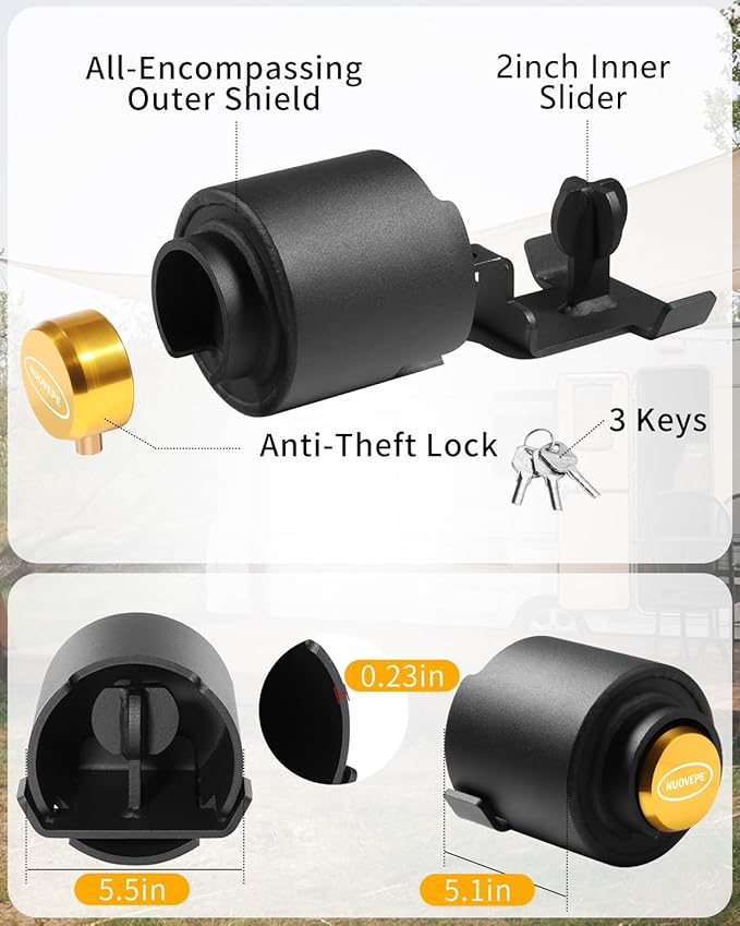 Trailer Lock Fits 2 Inch Couplers, Secures Safety Chains Anti-Theft Ball Hitch Lock, Pry-Resistant & Heavy-Duty Trailer Hitch Locks for RV | Boat | ATV | Utility Trailer (Yellow)