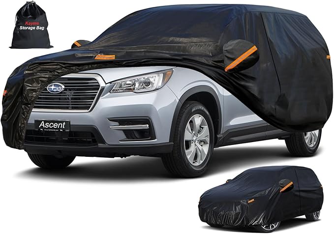 Kayme 7 Layers SUV Car Cover Custom Fit for Subaru Ascent (2018-2025) Waterproof All Weather for Automobiles,Outdoor Full Cover Rain Sun UV Protection.Black