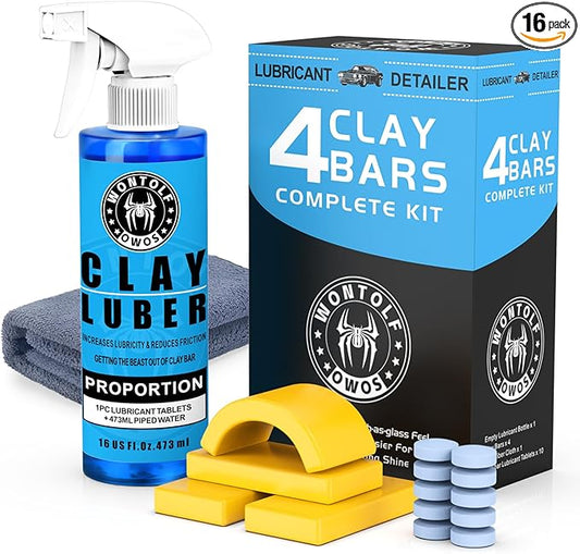 Wontolf Clay Bar Kit, Complete Clay Bars Auto Detailing Clay Luber Lubricant Car Wash Kit, Premium Grade 4 Clay Bars, Lubricant Tablets 10 Pack, Car Detailing Kit for Detailing Cleaning