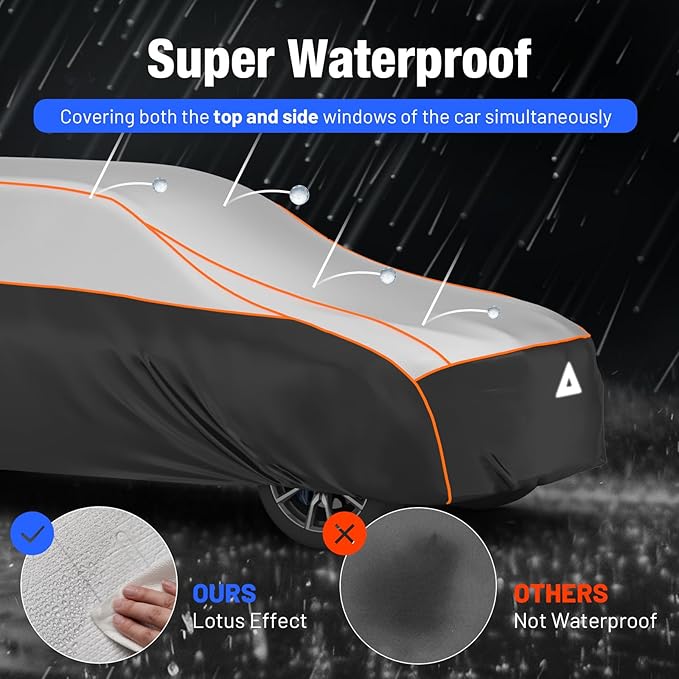 Favoto Hail Protection Car Cover - Waterproof SUV Car Cover Padded Anti-Hail Snow Rain Protector for Automobiles Outdoor Heavy Duty with Reflective Stripes Full Exterior Cover Fits SUV up to 198"