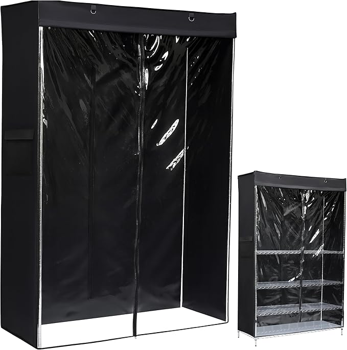 Macoda Storage Shelf Cover Wire Rack Shelving Fits Racks 18" D x 36" W x 72" H One Side See Through Panel (Cover only)