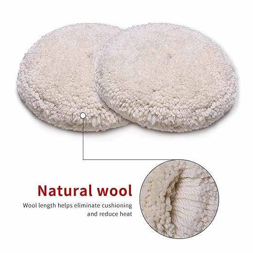 Gracefur 7" Double Sided Wool Buffing Pad for Buffing, Polishing, Cutting & Compounding - 2 Sided 7 Inch 100% Natural Wool Polishing Pad for Car, Marine, RV & Trucks